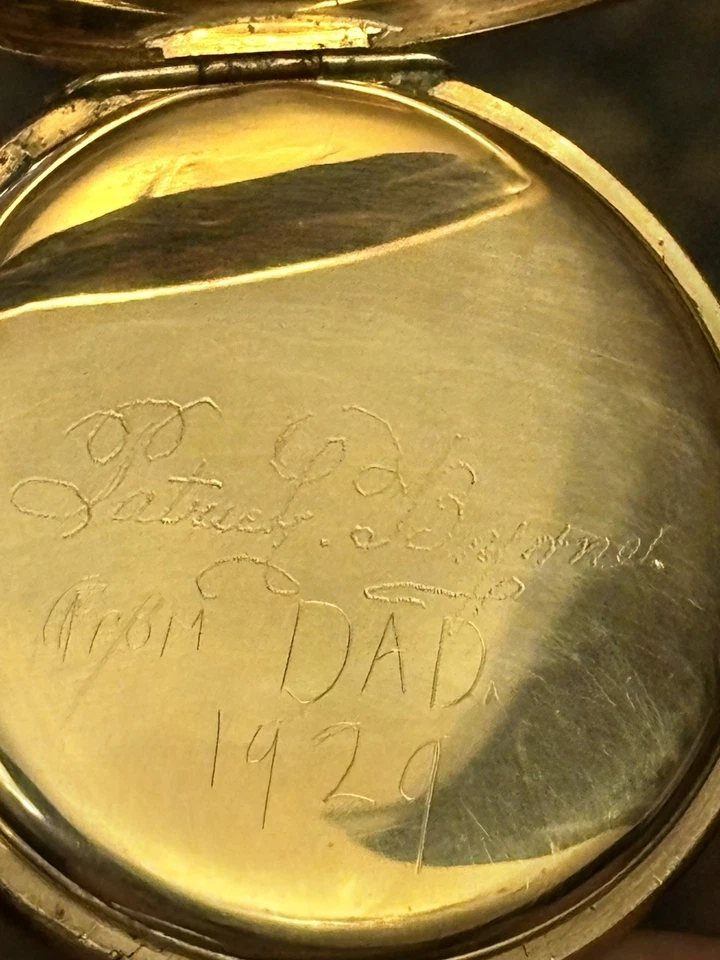 Relógio de bolso Dennison full hunter ouro 10 quilates, joia Waltham Masse 15, tamanho 16s - Imagem 4 de 4