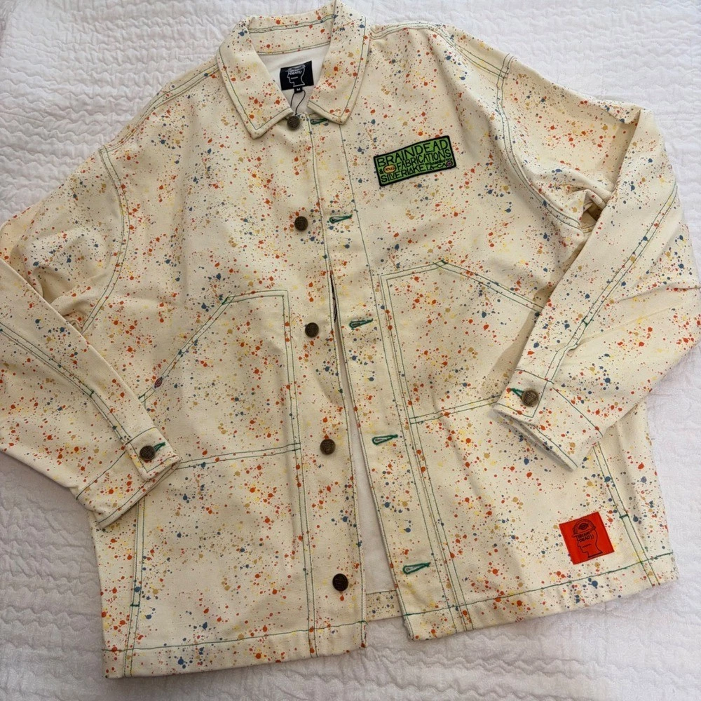 Brain Dead Dickies Gardening Jacket Whisper White Paint Splatter DK011243 Mens M - product detail image 1