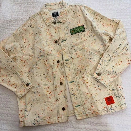 Brain Dead Dickies Gardening Jacket Whisper White Paint Splatter DK011243 Mens M - product listing photo