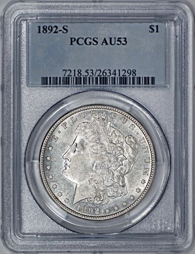 1892-S Morgan Silver Dollar $1 PCGS AU53 - White & Lustrous!
