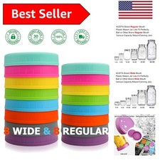 Versatile Colored Mason Jar Lids - 8 Regular  8 Wide Mouth, Leakproof Design
