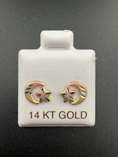 14k Gold Star Earrings In Yellow, White And Rose Gold