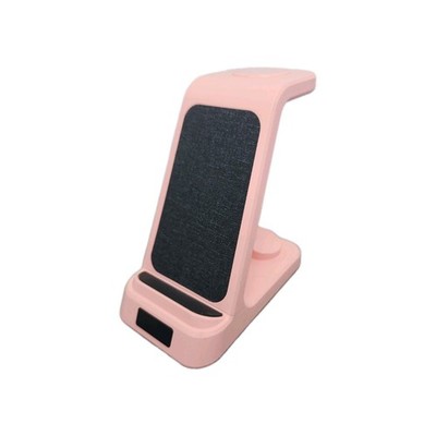 Wireless Charging Station, 3 in 1 Fast Charging Stand, Portable Pink Wireless