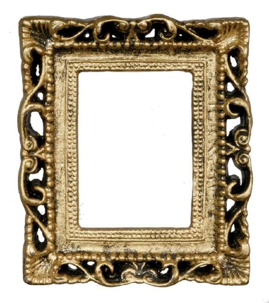 Dolls House Empty Ornate Antique Gold Picture Frame Medium Miniature Accessory