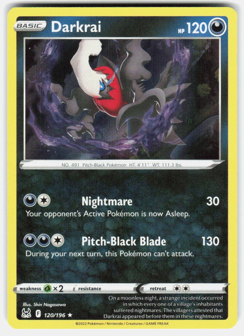 DARKRAI 120/196 HOLO RARE LOST ORIGIN POKEMON REVERSE HOLO NM/M
