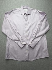 Eton Dress Shirt Mens 17 Purple Herringbone Contemporary Cotton Long Sleeve