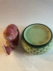 Vintage Salt And Pepper Occupied Japan Red Fish With Green Basket Stand — photo 3