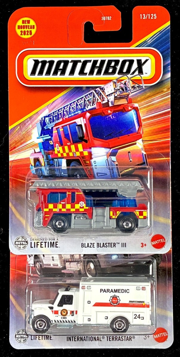 2025 Matchbox Terrastar Ambulance Paramedic & Blaze Blaster III