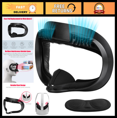 VR Facial Interface & Foam Replacement Set for Quest 2 - Removable Frame, Anti-L