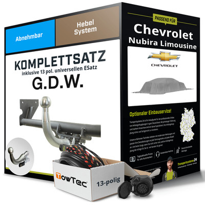 Für CHEVROLET Nubira Limousine Anhängerkupplung abnehmbar +eSatz 13pol uni 05-