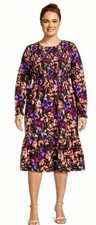 🏖️SUMMER SALE⛱️1X NWT Colorful Floral Choose Smocked Tiered Cotton Midi Dress