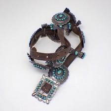 Concho Belt Sterling Silver Turquoise Accents