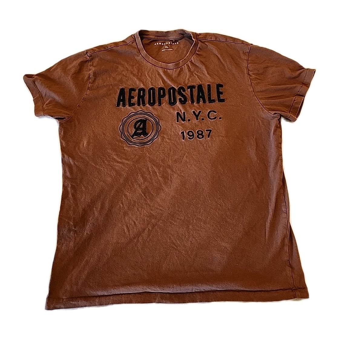 Aeropostale East Coast NY 1987 Appliqué Graphic Tees Women's Size XL Brown-image
