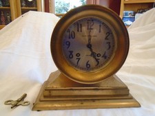 Antique 1920's Chelsea brass mantle ships striking clock repair parts needs work