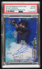 2021 Bowman Inception Blue Foil 56/99 Blaze Jordan #PA-BJ PSA 8 Auto 10h9