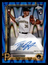 2025 Topps Chrome Rookie Autographs Blue Raywave #RA-THA Thomas Harrington /150