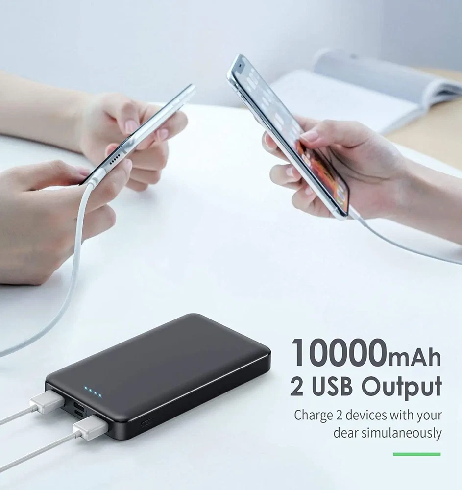 Power Bank 10000mAh Backup Battery 2 USB Cell Phone Smartphone Portable Charger