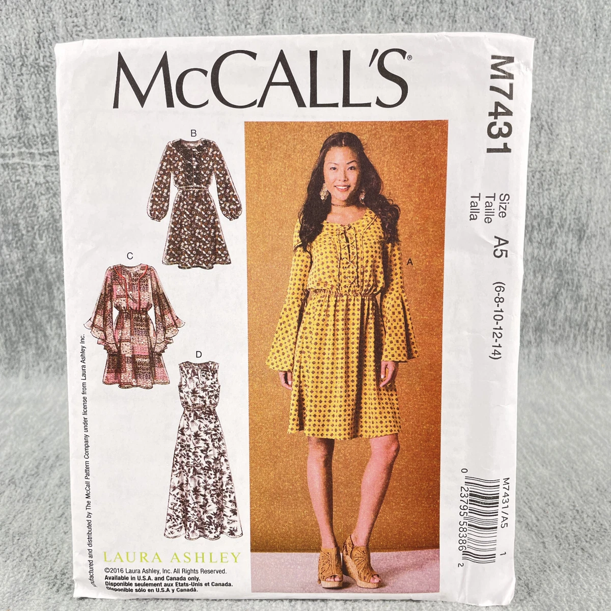 McCalls 7431 Boho Dress Misses Size 6 14 Sewing Pattern Laura Ashley  Cottagecore