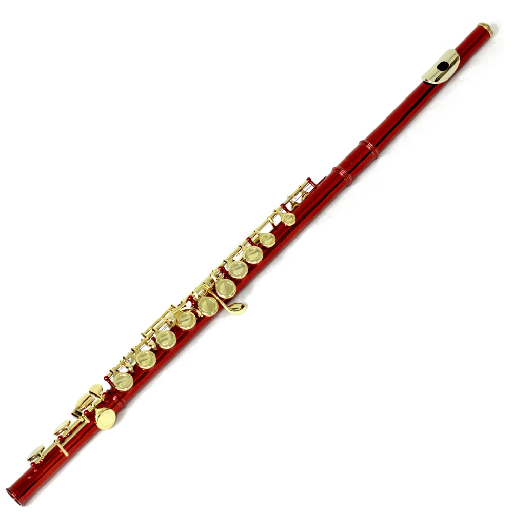 Final Sale Sky Red Body Gold Plated Keys Student C Foot Flute