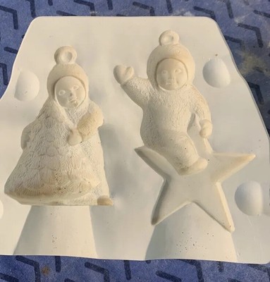 VINTAGE Ceramic Slip Mold - Alberta s Molds Snow-babies on tree/star #1283