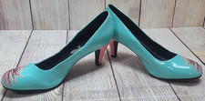 T.U.K. Peacock Feather High Heel Shoes Women's US Size 11 Pink Blue Black 2013