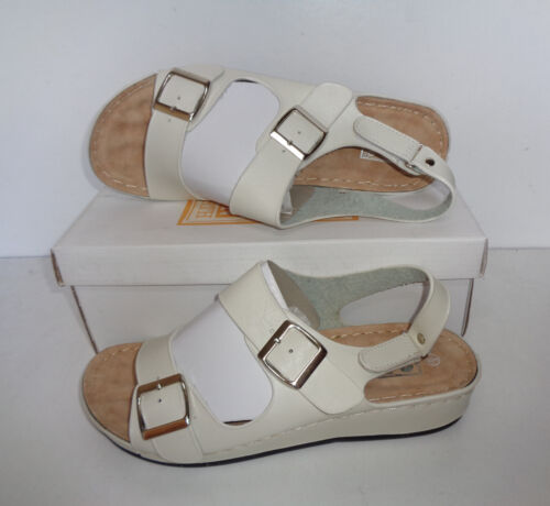 Down to Earth New Ladies White Summer Slip On Womens Wedge Sandals Shoes Size 7 - Picture 4 of 8