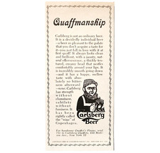 1959 Carlsberg Beer Advertisement Brewery Vintage Quaffmanship New York DWF13