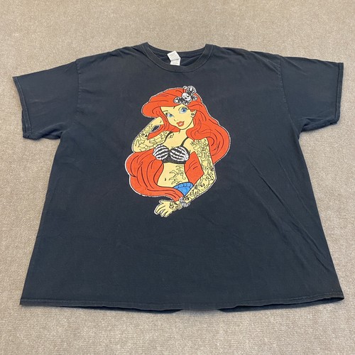 Vintage Tattooed Ariel Little Mermaid Disney T Shirt Black Short Sleeve Size 2xl Ebay