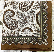 GOLD BROWN  WHITE PAISLEY HANDKERCHIEF ART CLASSIC COTTON MEN POCKET SQUARE 18"