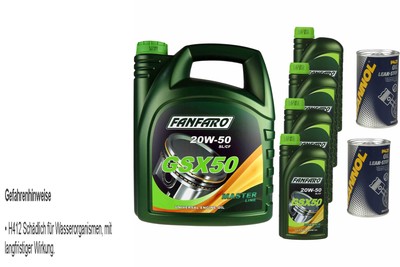 9L Engine Oil FANFARO GSX 50 20W-50 2x MANNOL Leak-Stop ADDITIVE