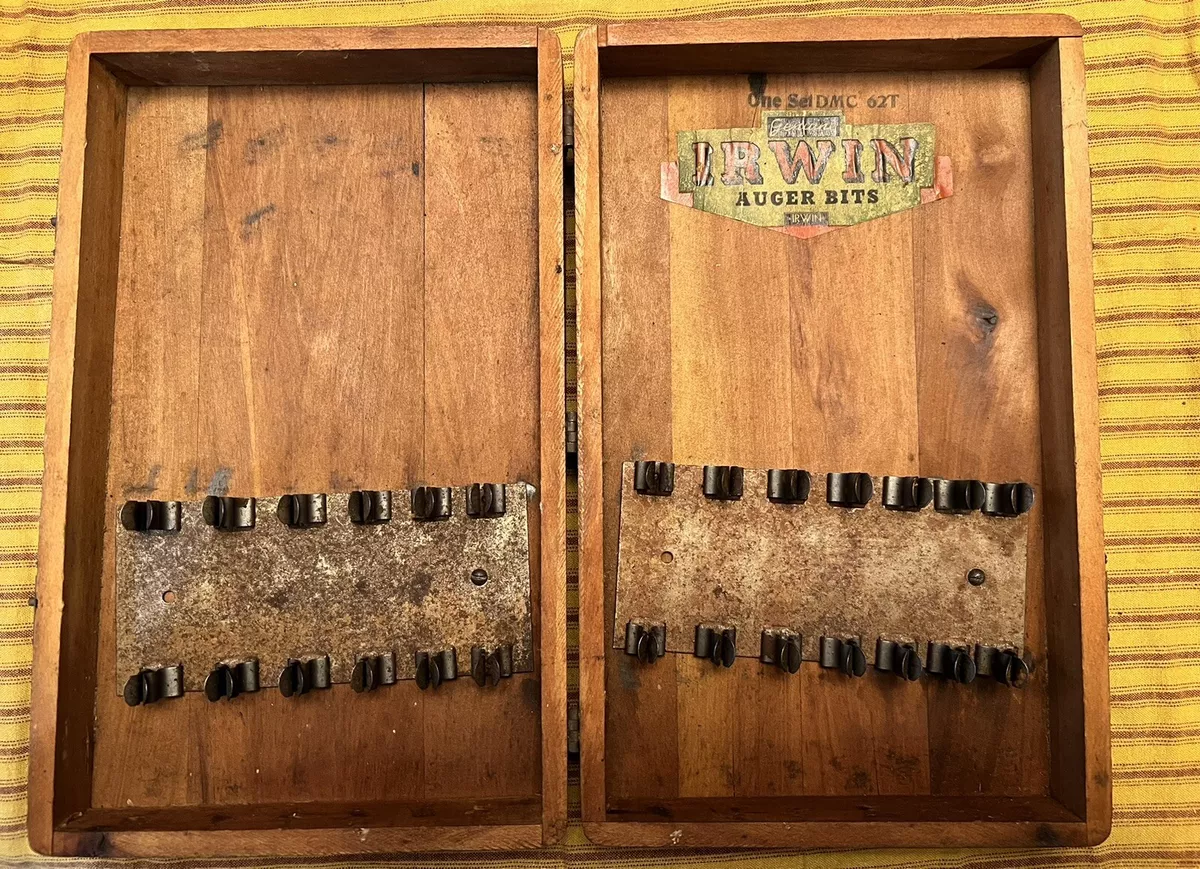 Irwin auger bit set in wooden box deals