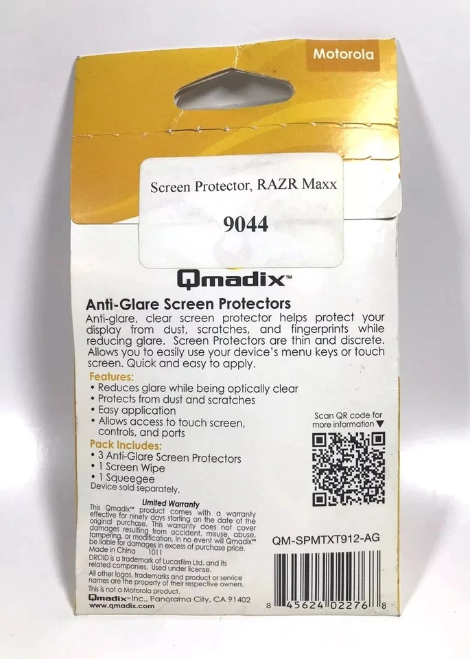 3 Pack Qmadix Anti Glare LCD Screen Protectors Fits Motorola Droid RAZR - Image 4 of 4