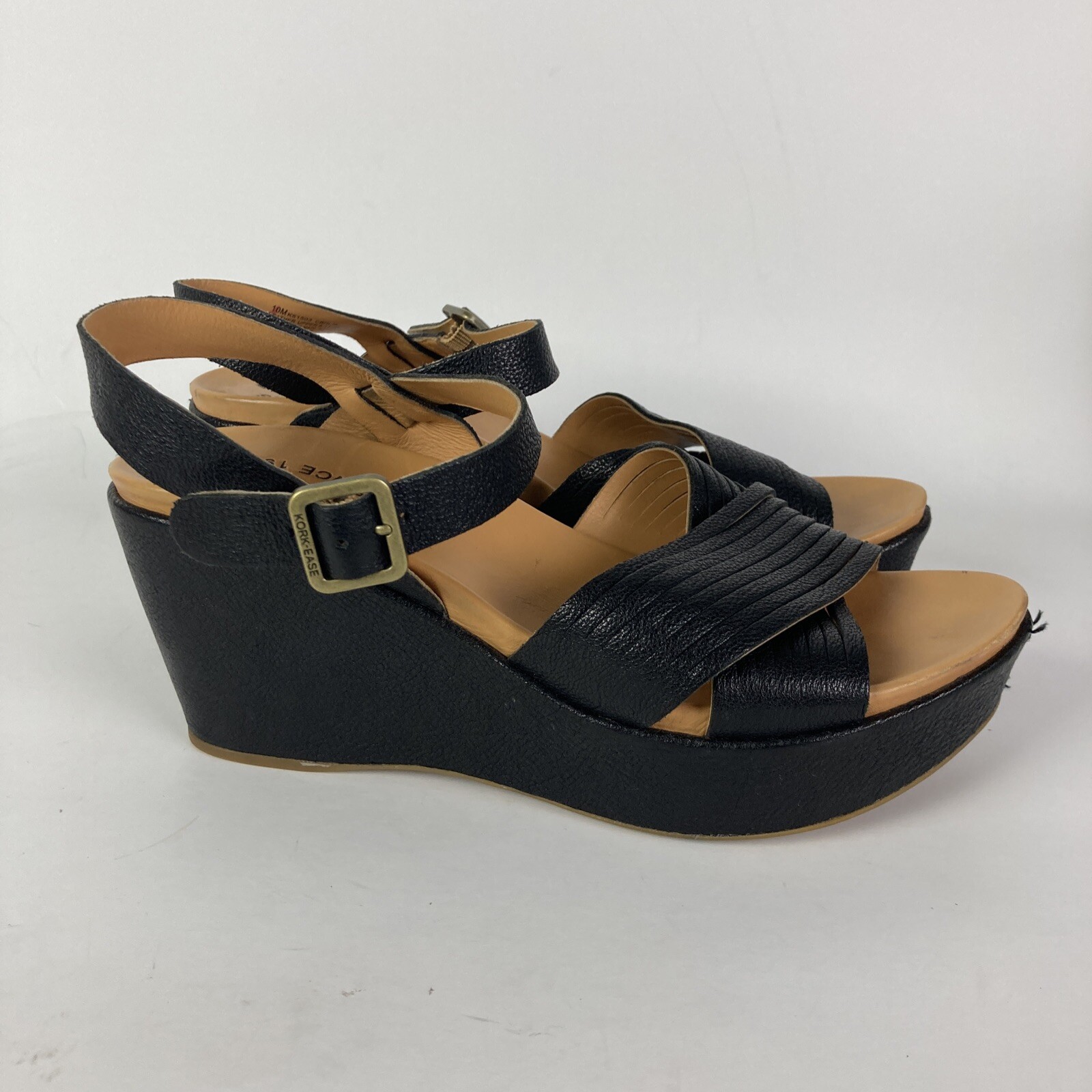 Kork Ease 10 Sandals Wedge heels black strappy leathe… Gem