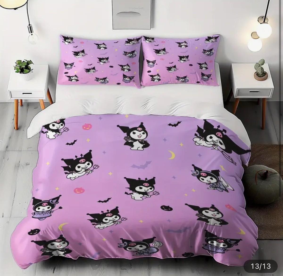 Kuromi Bedding Set Purple Sanrio Kawaii Twin Duvet Cover