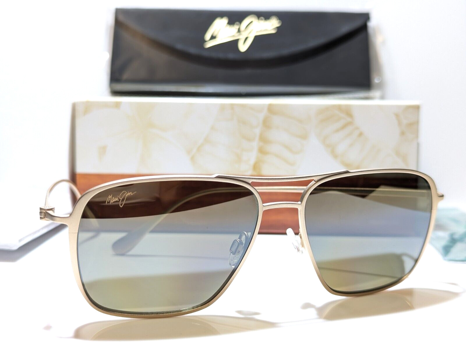 NEW Maui Jim Beaches Aviator Satin Gold / HCL Bronze Polarized Sunglass H541-16A
