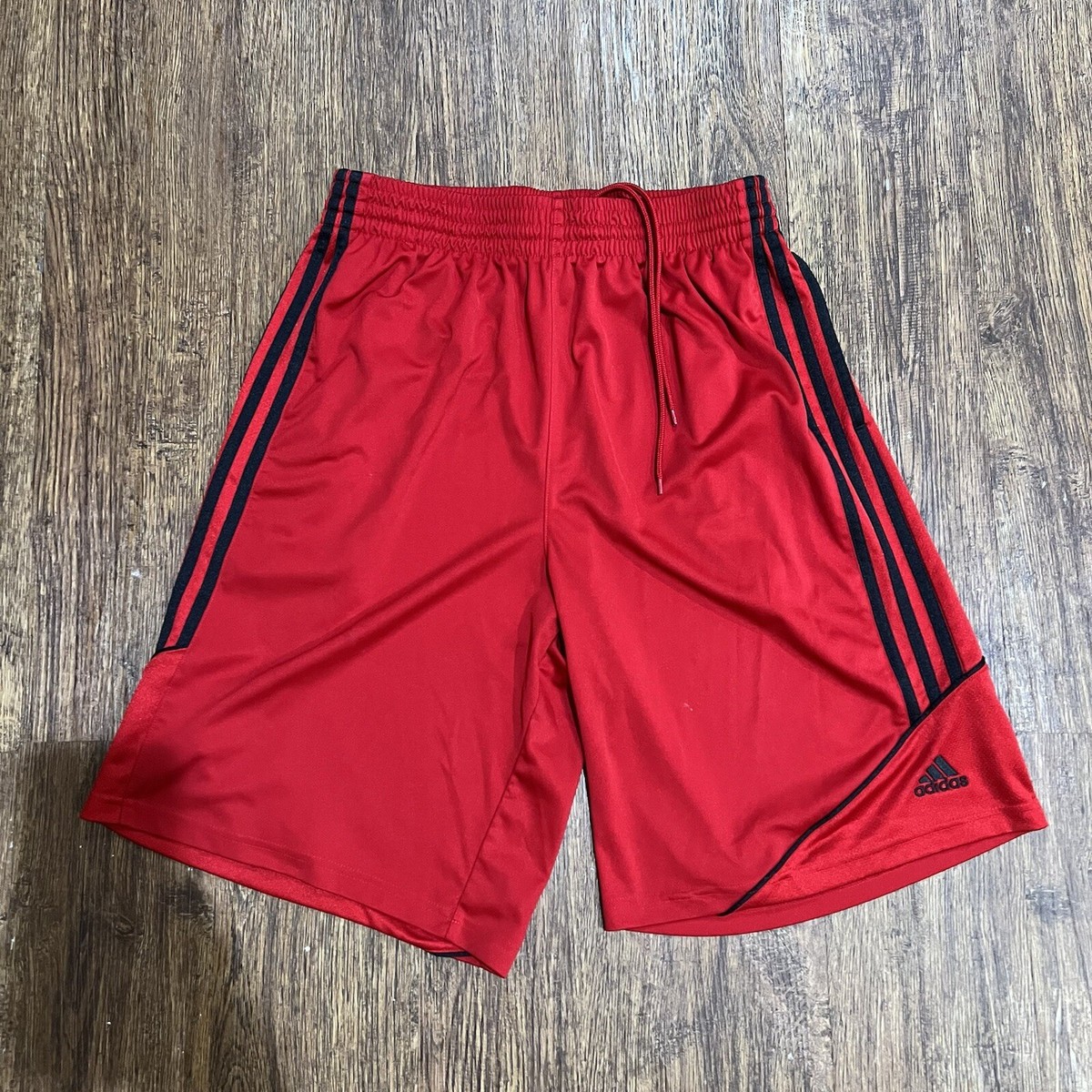 Adidas Mens Large Dark Red With Black Stripes Basketball Shorts