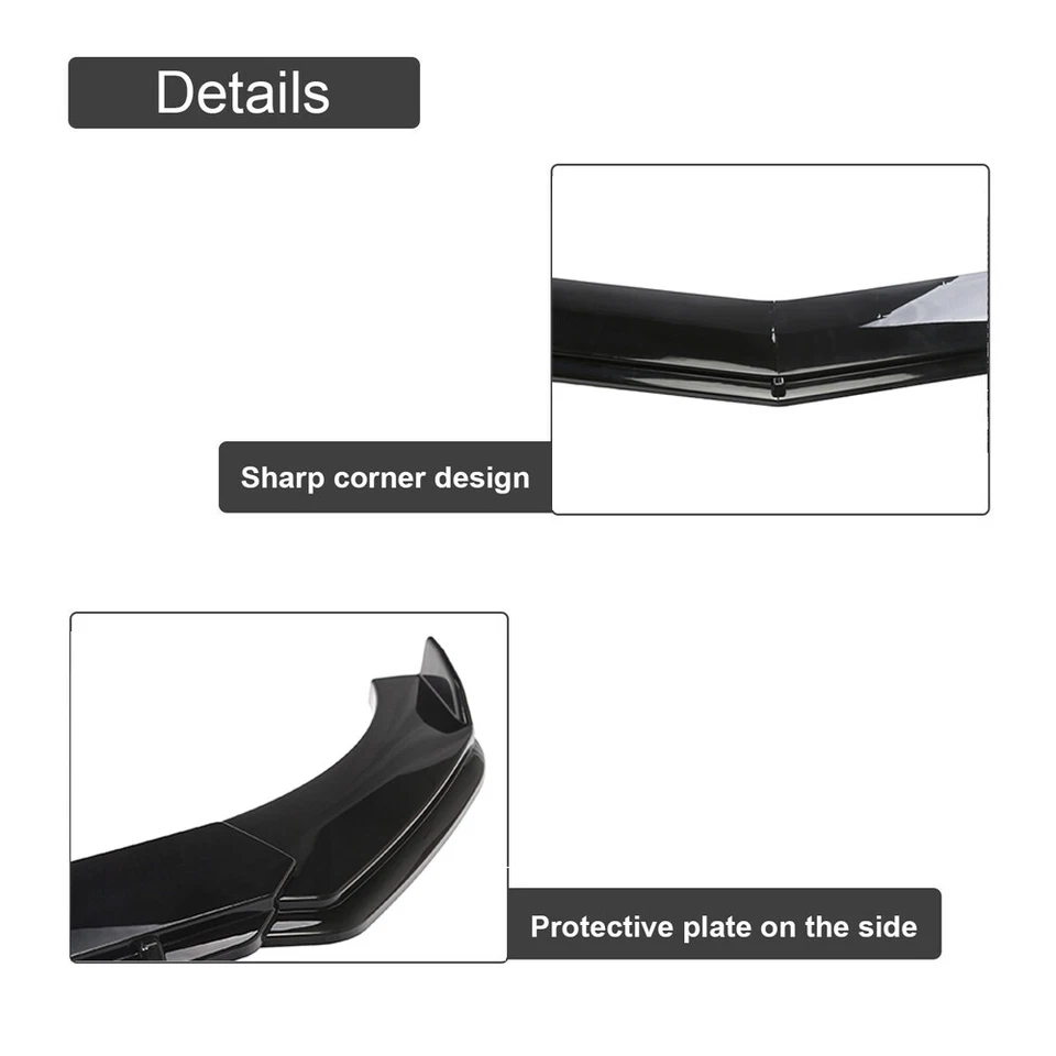 For Lincoln Glossy Black Car Front Bumper Lip Spoiler Splitter Diffuser Body Kit - Изображение 4 из 4