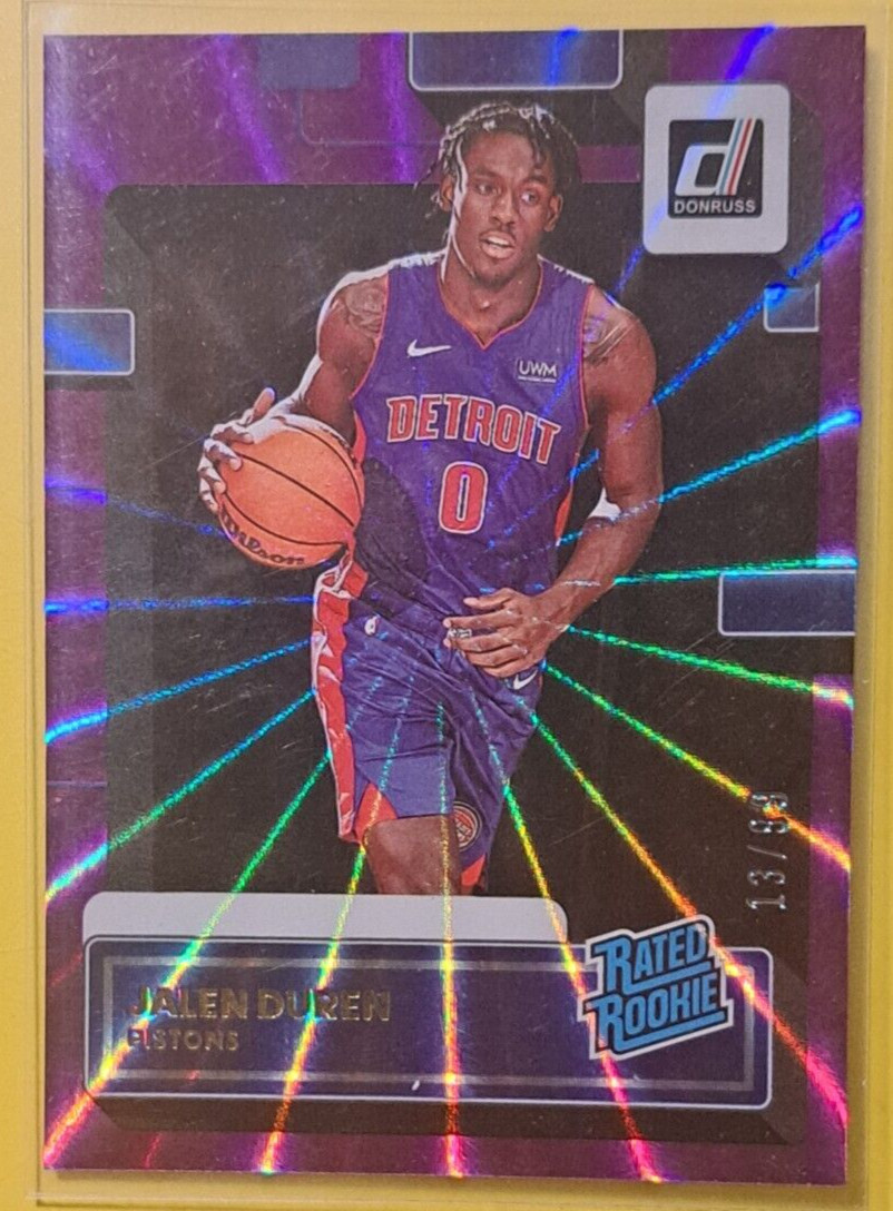 2022-23 Donruss #213 Jalen Duren Holo Laser Purple #13/99 Pistons Rated Rookie