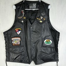 Motorcycle Leather Vest Women’s 1x Hog Harley Davidson Pins & Patches Vintage