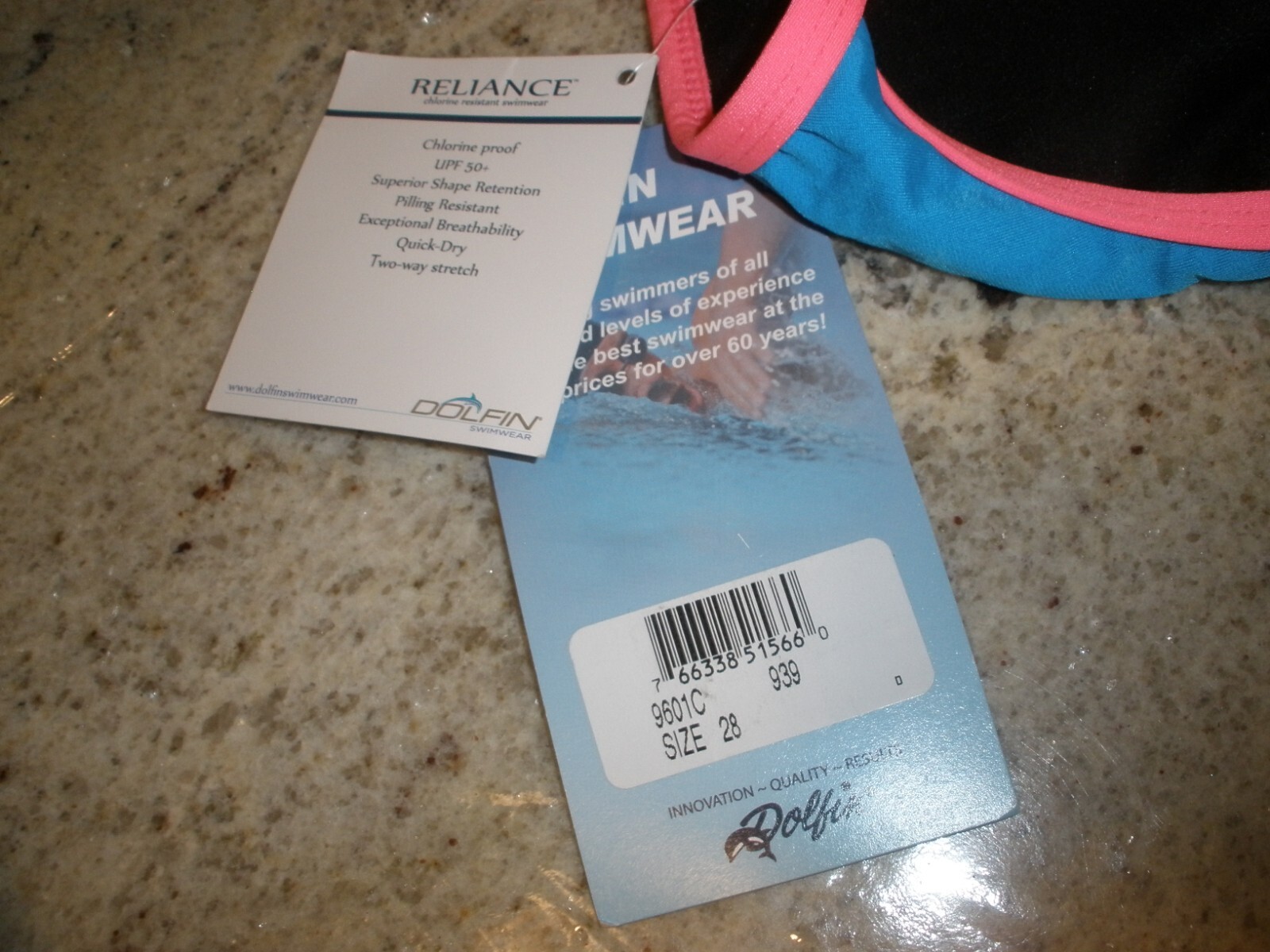 NEW Dolfin Reliance Chlorine Resistant Swimwear One Piece Blue Size 28