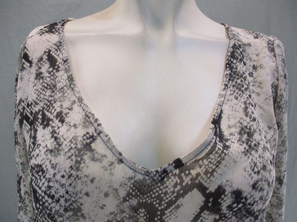 Top Love...ady Talla S Mujer Gris Piel Animal Cuello en V 5BL8 Foto 2 de 4