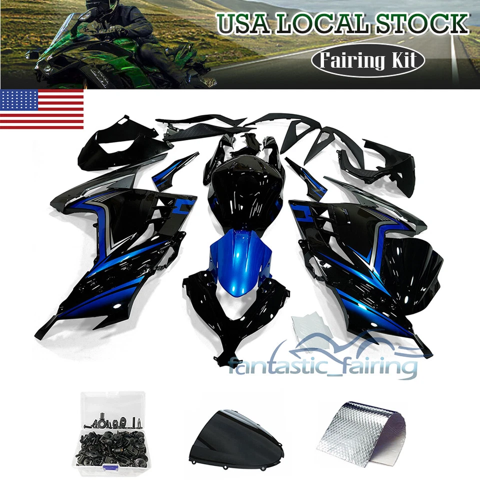 Fairing Kit Fit For Kawasaki Ninja 300 2013-2017 ABS Injection Bodywork w/ Bolts - Image 3 of 4