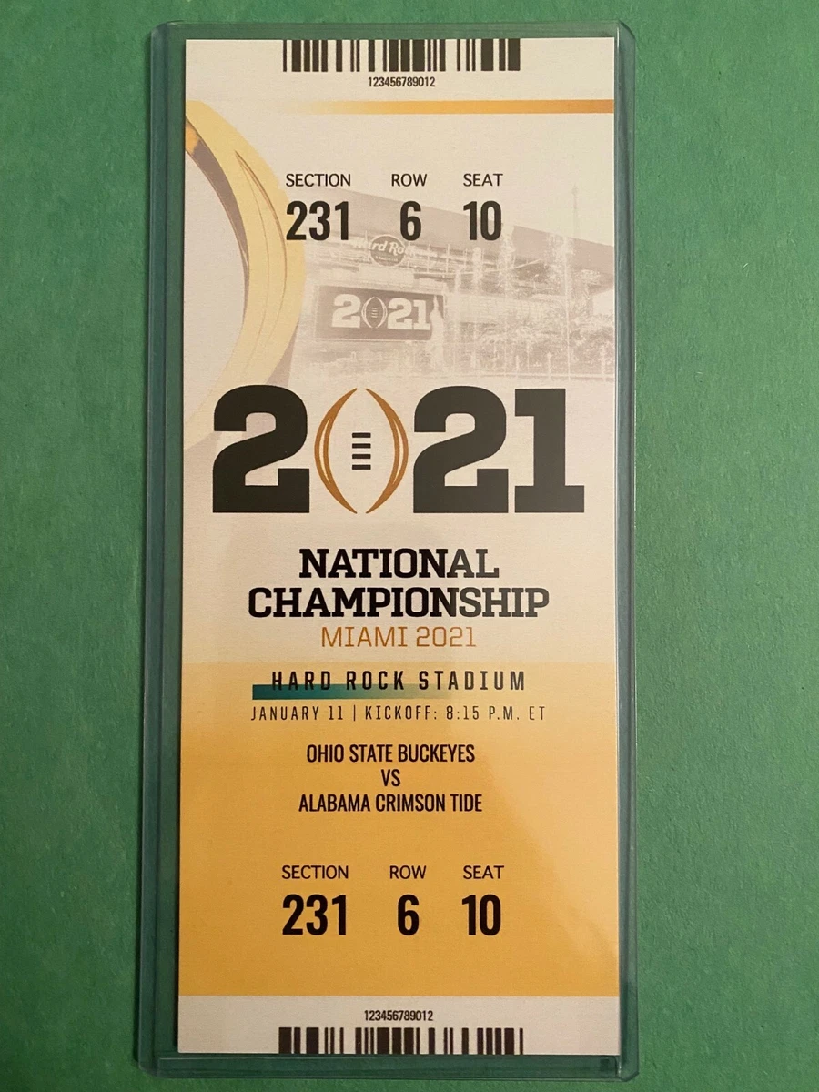 2021 National Championship Commemorative Ticket Stub Ohio State vs Alabama