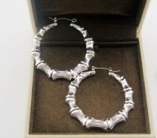 Sehr coole 5cm silberfarbene verbundene Bambus Creolen