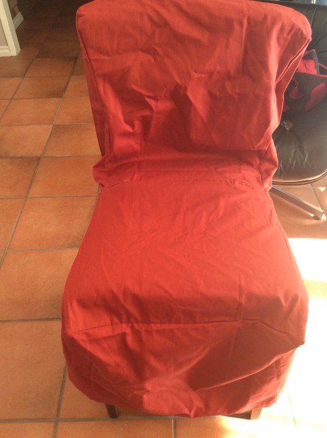 Pottery Barn Napa Dining Side Chair Slipcover Oxford Stripe Red