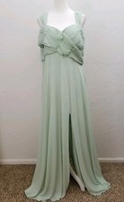 SEQUIN HEARTS SIZE 19 MINT GREEN PLEATED CHIFFON EMPIRE LONG FORMAL EVENING GOWN