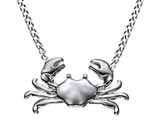 Cute Animal Maryland Crab 14k Gold Plated Silver Pendant Necklaces For Women's