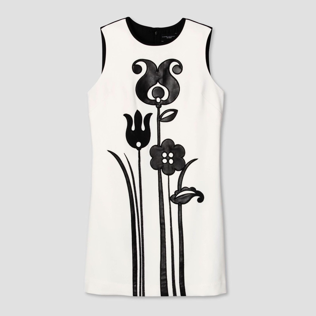 Victoria Beckham Women's Black White Mod Shift Tulip Appliqué
