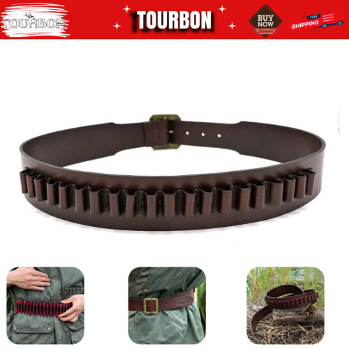 TOURBON Leather 38/357Mag/9MM Cartridges Ammo Belt Shells Pistol Holster Holder