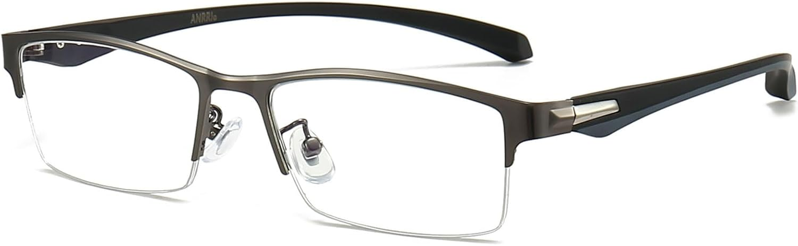 Blue Light Glasses for Men Semi Rimless Rectangle Metal Frame UV Blocking Com...-image